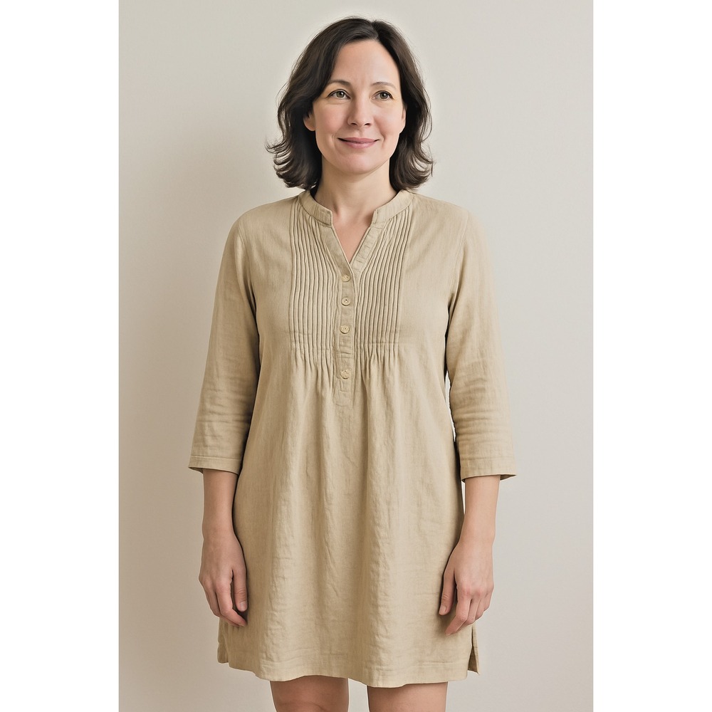 TAHARI Womens Linen Blend Dress L Minimalist Resort Classic Breathable Vacation